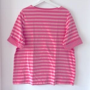 Appleseed’s pink striped t-shirt plus size 1X EUC